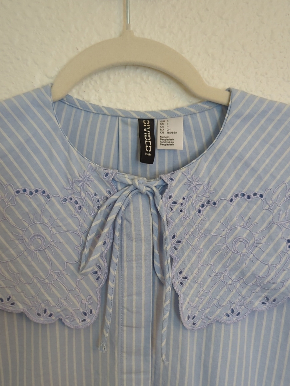 H&M Collared Blouse, Blue and White Stripes - Picture 4 of 8